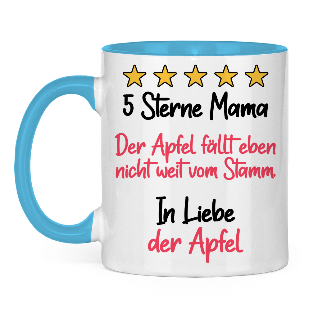 5 Sterne Mama in liebe der Apfel - Tasse zweifarbig Light Blue