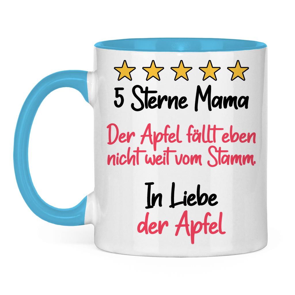 5 Sterne Mama in liebe der Apfel - Tasse zweifarbig