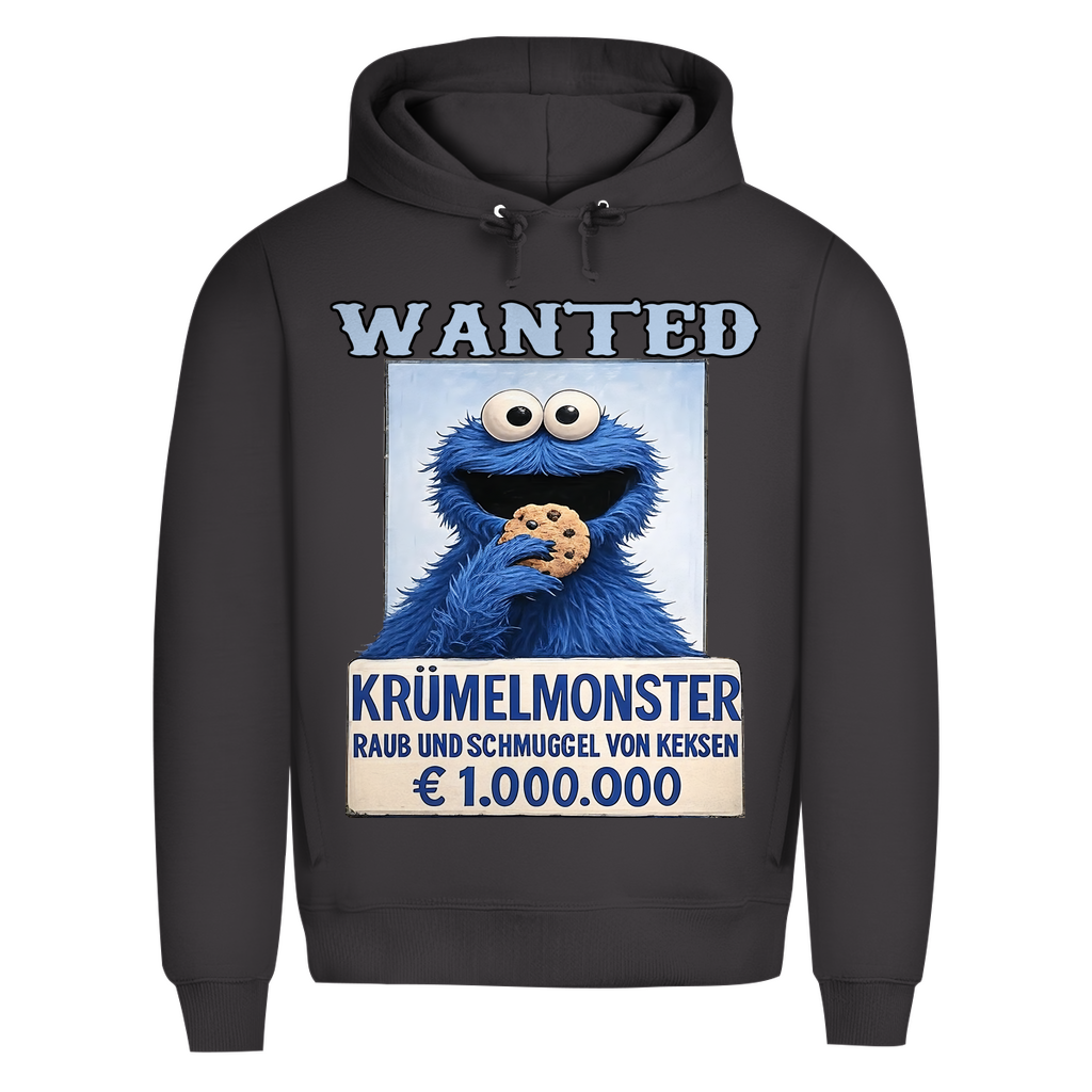 Wanted Krümelmonster Raub und Schmuggel von Keksen - Herren Premium Bio Hoodie Asphalt