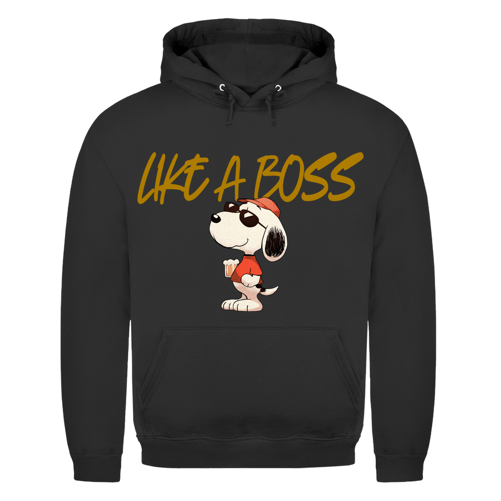 Peanuts Snoopy mit Bier Like a Boss - Herren Hoodie Jet Black