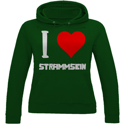 I love Strammsein - Damen Hoodie Bottle Green