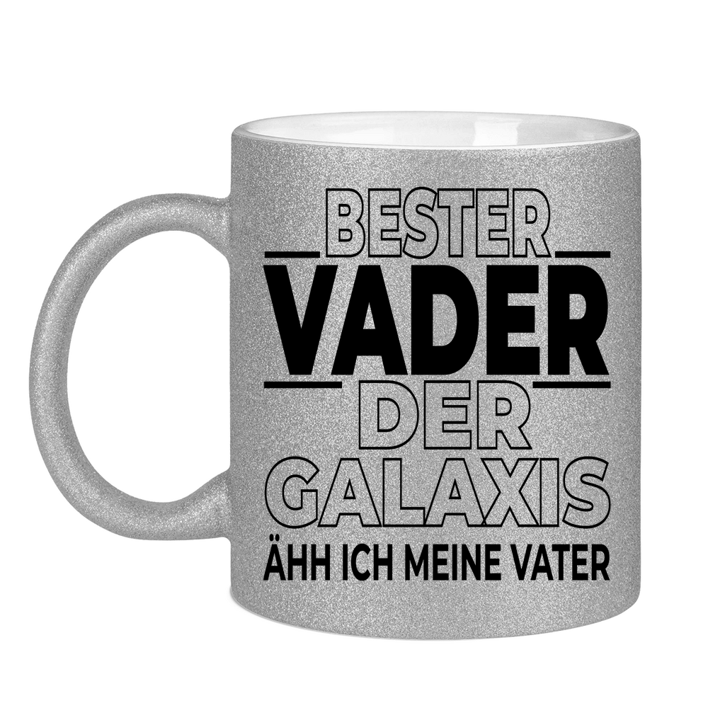 Bester Vader der Galaxis ähh ich meine Vater - Glitzertasse Silver Glitter One size