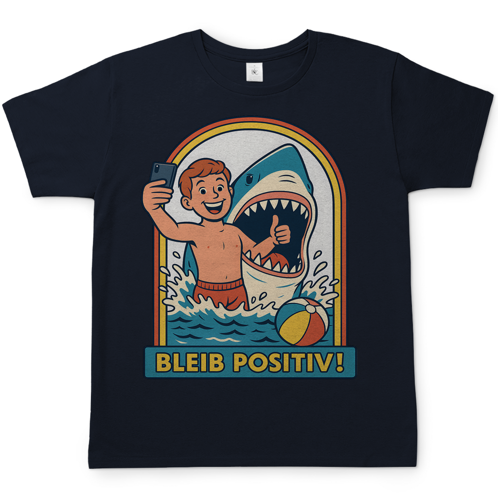 Bleib Positiv Hai Selfie Retro - Herren T-Shirt Navy