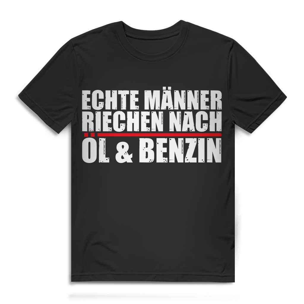 Auto Schrauber Shirt Herren Werkstatt Motiv Echte Männer riechen nach Öl Benzin Black