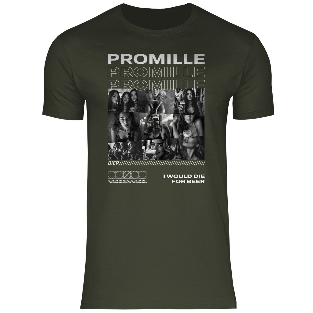 Promille Bier i would die for beer - Herren Shirt Urban Khaki