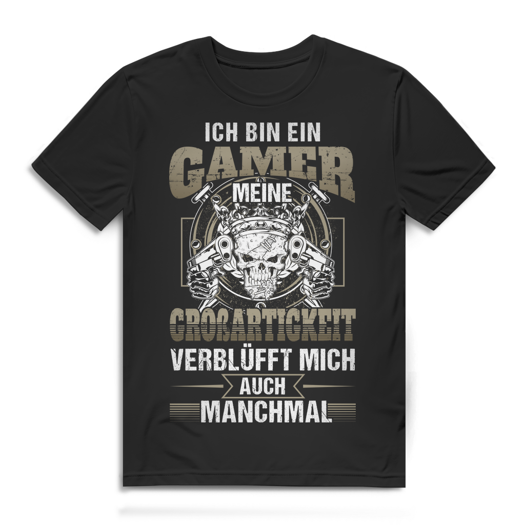 Herren T-Shirt Ich bin ein Gamer meine Großartigkeit verblüfft mich Black