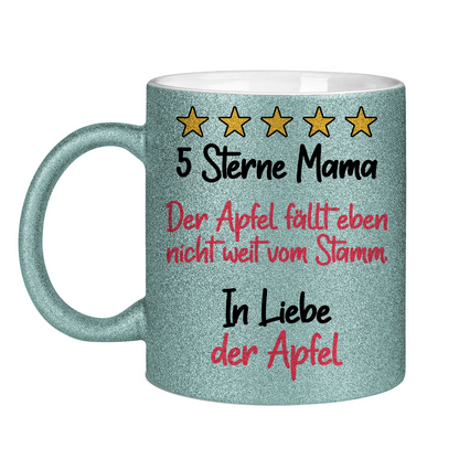 5 Sterne Mama in liebe der Apfel - Glitzertasse