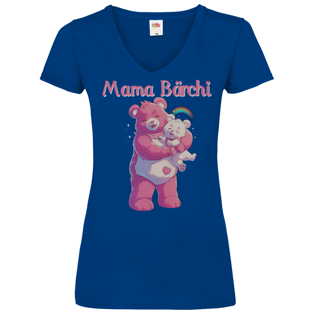Mama Bärchi - Glücksbärchi - V-Neck Damenshirt Royal Blue