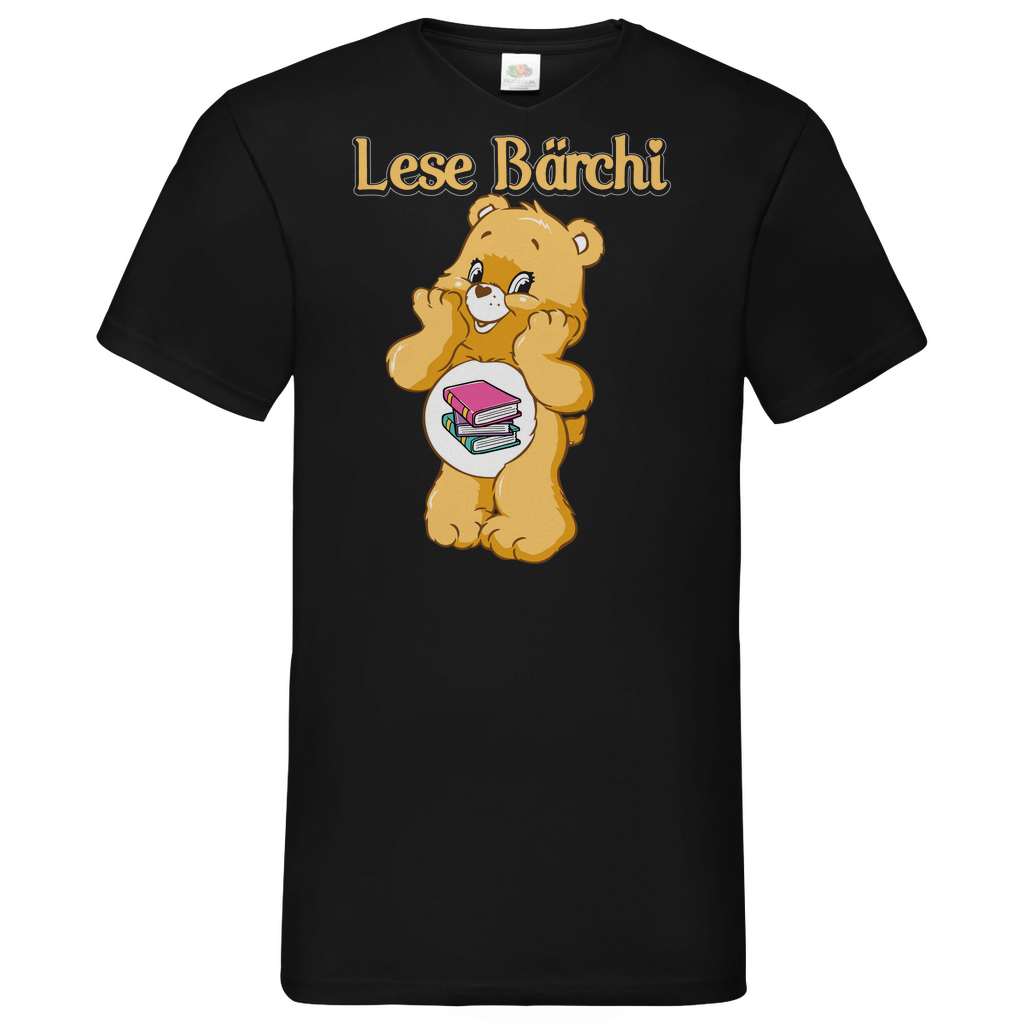 Lese Bärchi - Glücksbärchi - Herren V-Neck Shirt Black