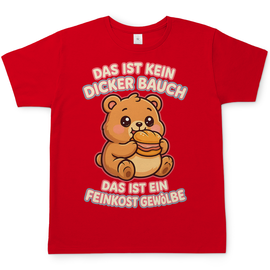 Herren T-Shirt Das Ist Kein Dicker Bauch Das Ist Ein Feinkost Gewölbe Teddybär Red