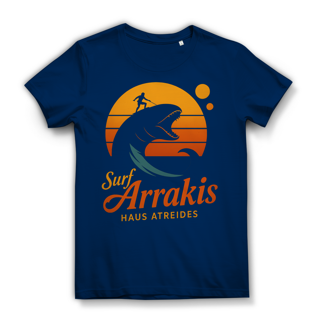 Surf Arrakis Sandwurm Retro Vintage Dune Haus Atreides - Damen Premium Bio T-Shirt Navy