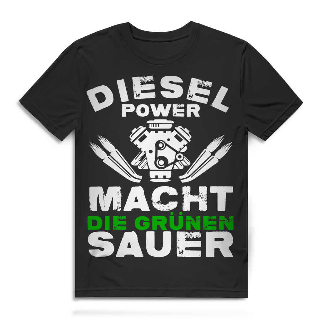 Diesel Power macht die Grünen sauer – Männer Shirt für echte Verbrenner Fans Black