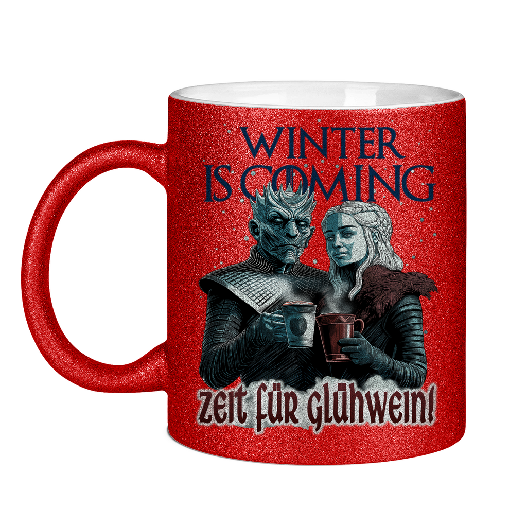 Winter is coming - Zeit für Glühwein - Glitzertasse