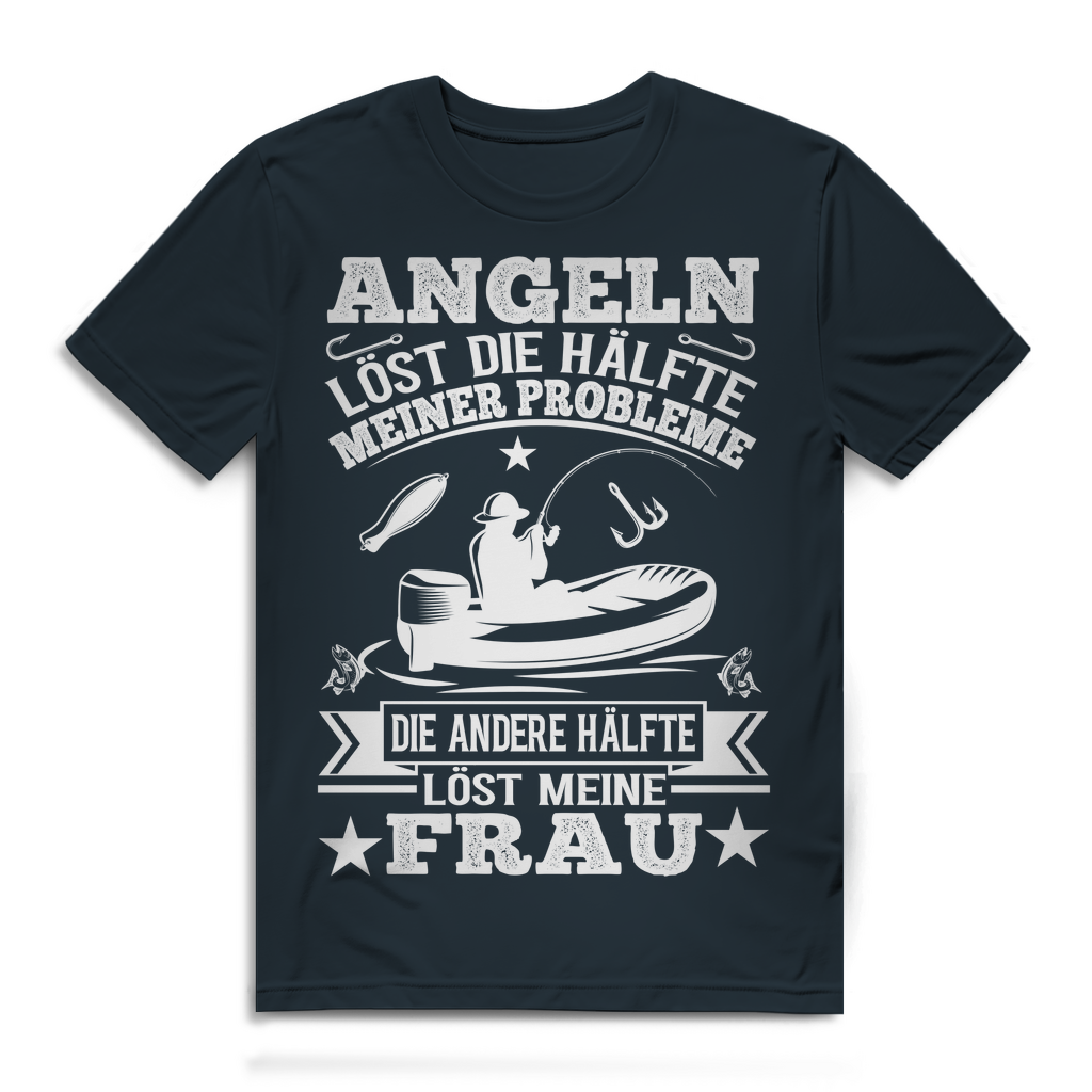 Herren T-Shirt Angler – Angeln löst die Hälfte meiner Probleme – Funshirt
