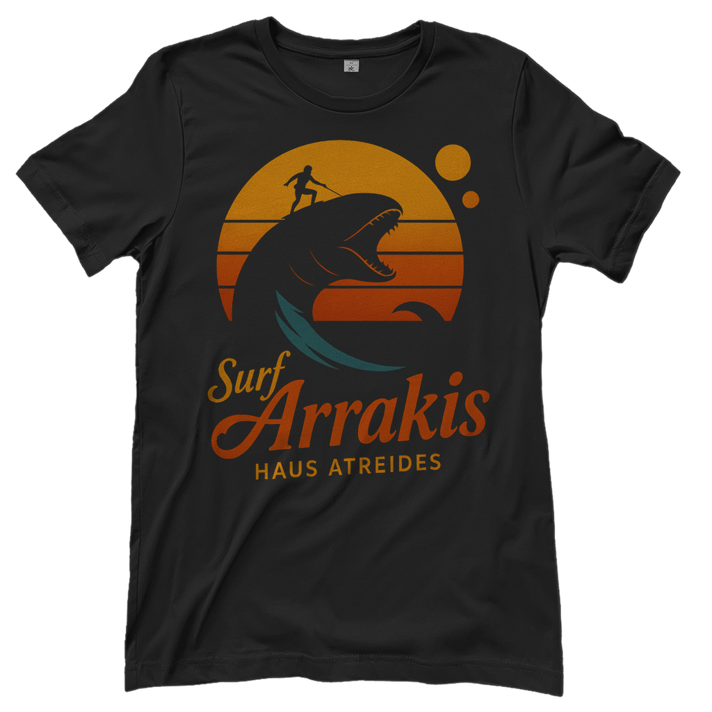 Surf Arrakis Sandwurm Retro Vintage Dune Haus Atreides - Damen T-Shirt Black