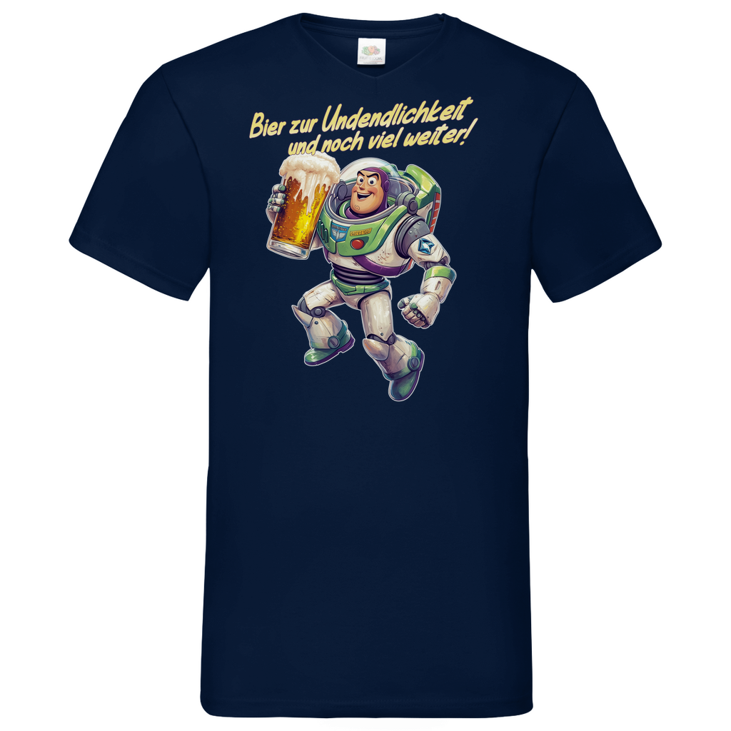 Bier zur Unendlichkeit und noch viel weiter - Buzz Lightyear Toy Story - Herren V-Neck Shirt Navy