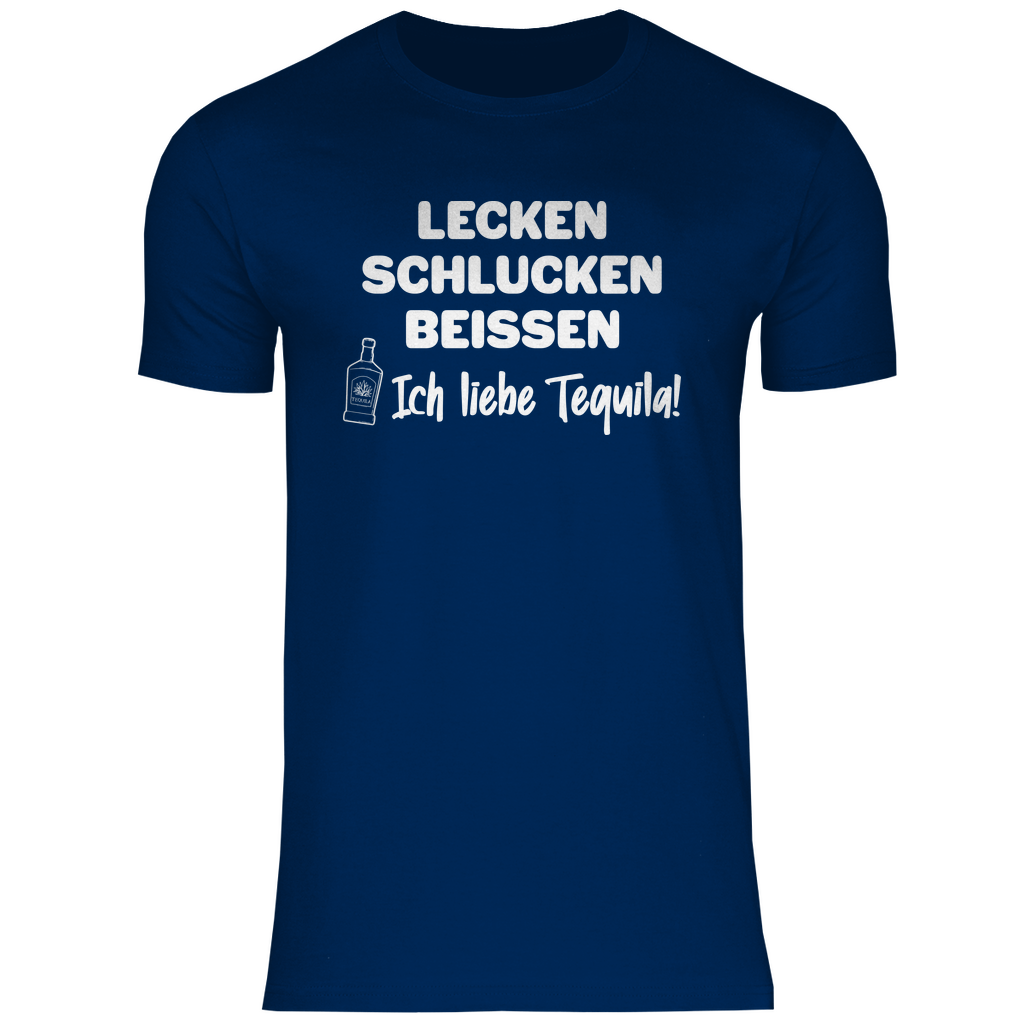 Lecken Schlucken Beissen ich liebe Tequila - Herren Shirt Navy