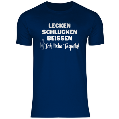 Lecken Schlucken Beissen ich liebe Tequila - Herren Shirt Navy
