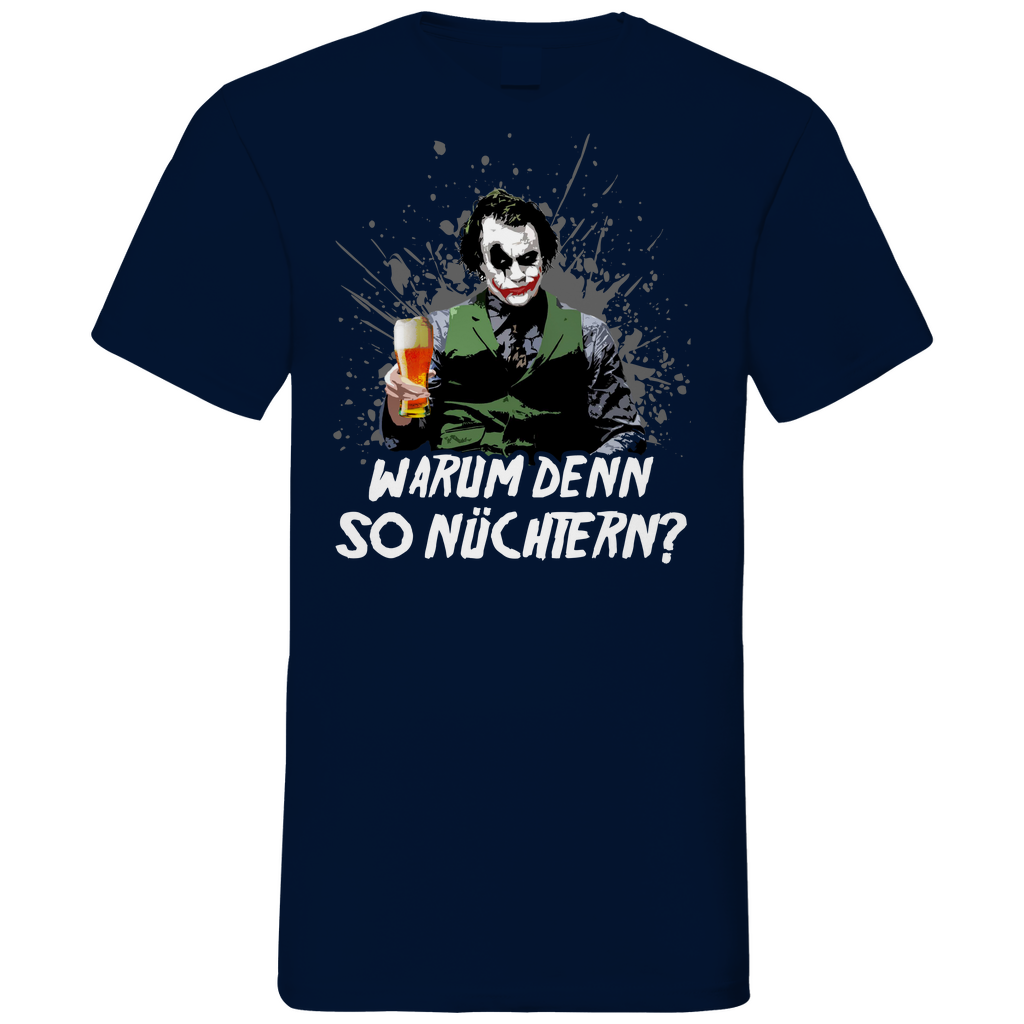 Warum denn so nüchtern? Joker - Herren V-Neck Shirt Navy