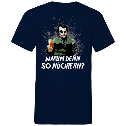 Warum denn so nüchtern? Joker - Herren V-Neck Shirt Navy