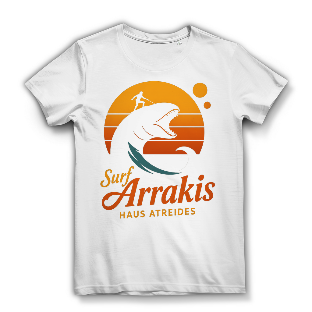 Surf Arrakis Sandwurm Retro Vintage Dune Haus Atreides - Damen Premium Bio T-Shirt White