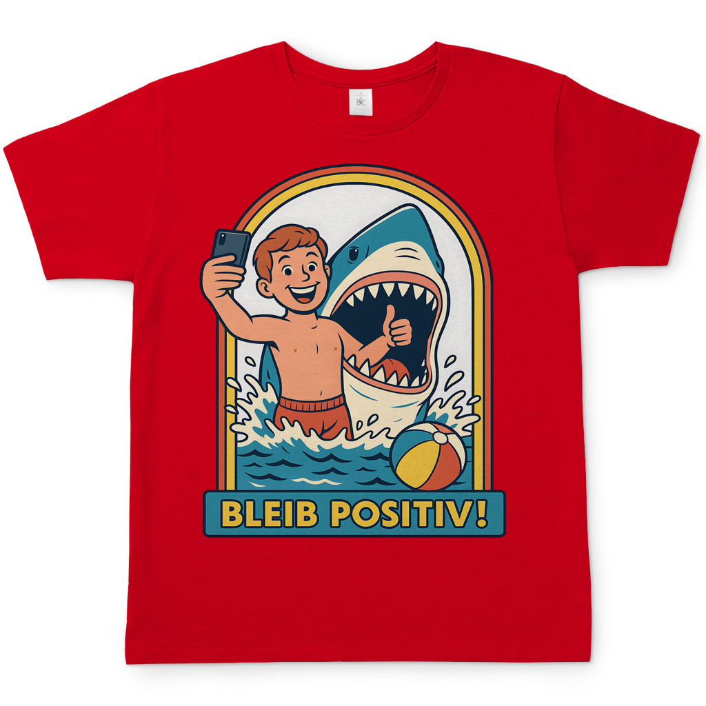 Bleib Positiv Hai Selfie Retro - Herren T-Shirt Red