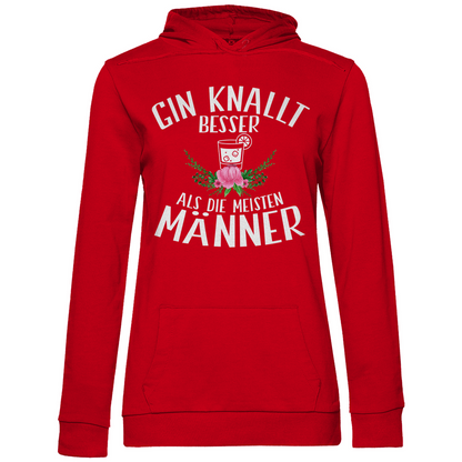 Gin knallt besser als die meisten Männer - Damen Hoodie Red