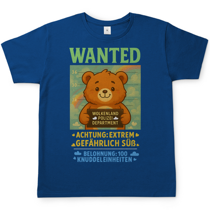 Herren T-Shirt Wanted Glücksbärchi Wolkenland Extrem Gefährlich Süß Royal Blue