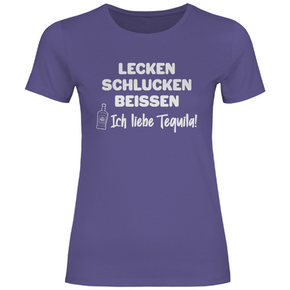 Lecken Schlucken Beissen ich liebe Tequila - Damenshirt Millennial Lilac