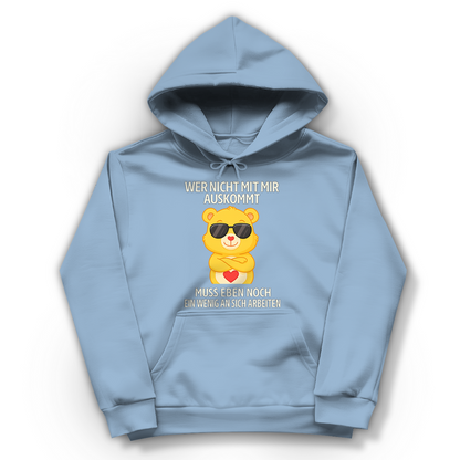 Damen Hoodie Muss an sich Arbeiten Glücksbärchi Sky Blue