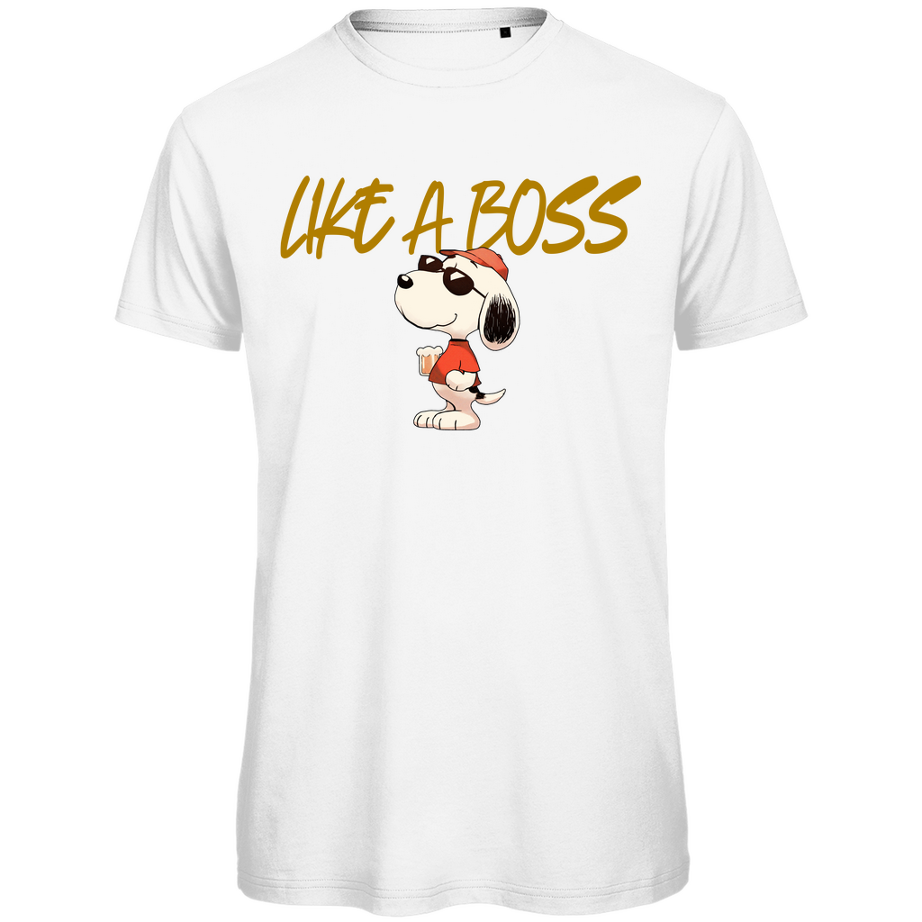 Peanuts Snoopy mit Bier Like a Boss - Herren Premium Bio T-Shirt White