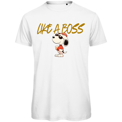 Peanuts Snoopy mit Bier Like a Boss - Herren Premium Bio T-Shirt