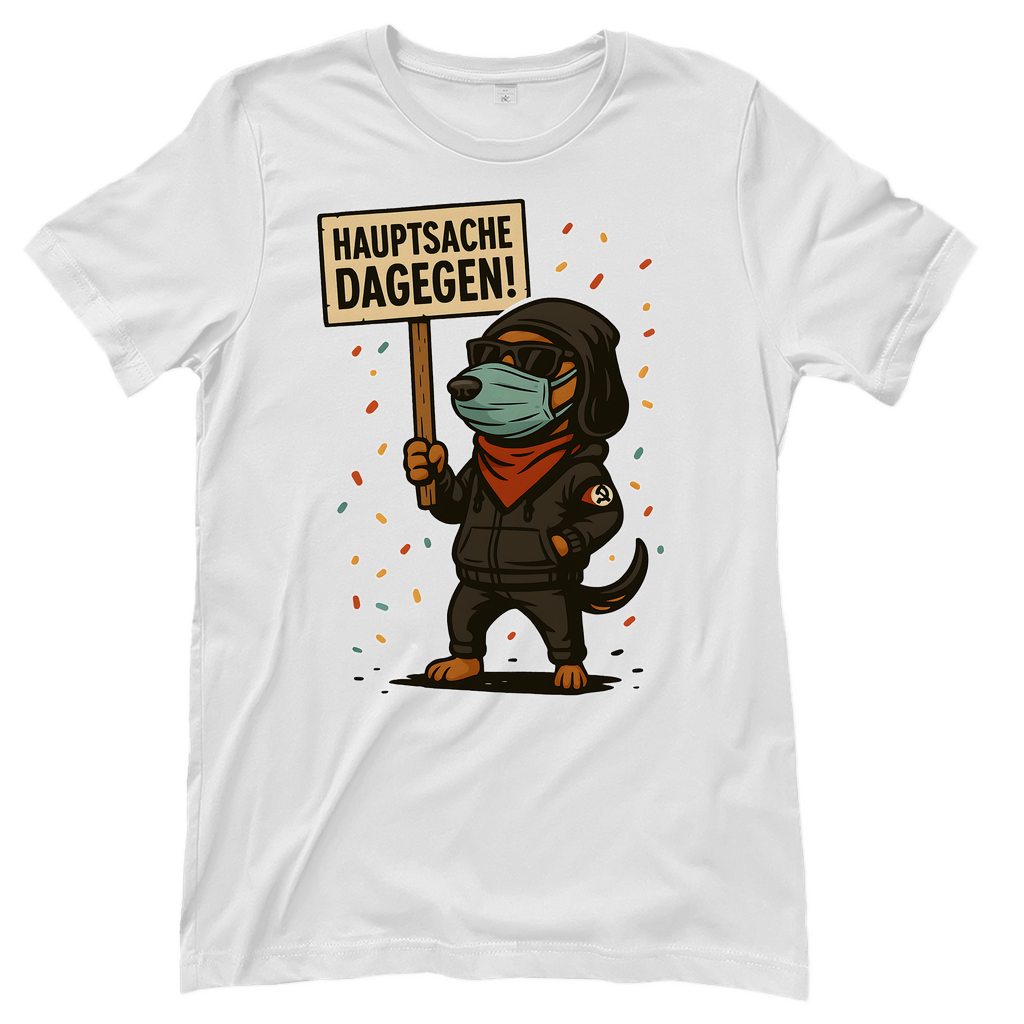 Hauptsache Dagegen Protest Dackel Hunde - Damen T-Shirt White