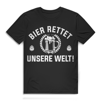 Bier rettet unsere Welt – Lustiges Herren T-Shirt für Bierliebhaber Black