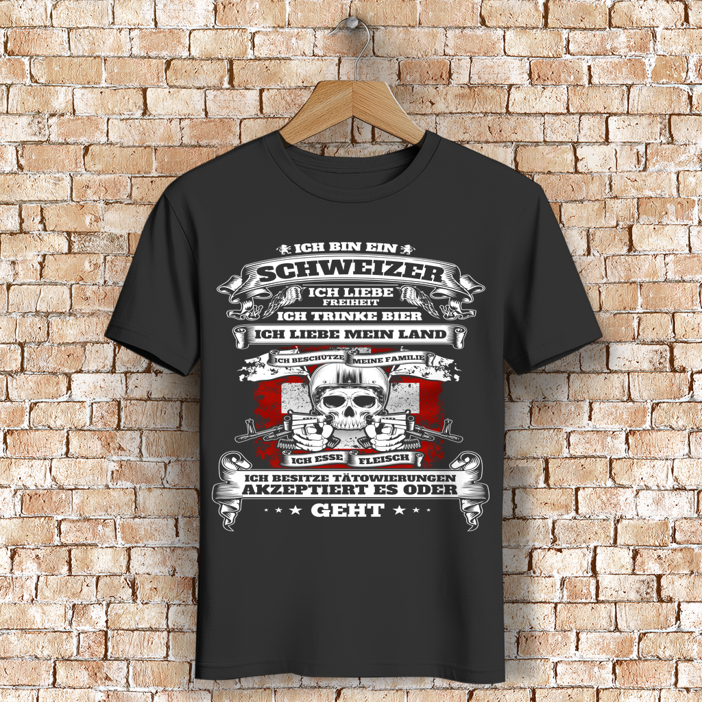 Schweizer Shirt Männer – Ich liebe mein Land – Freiheit &amp; Bier