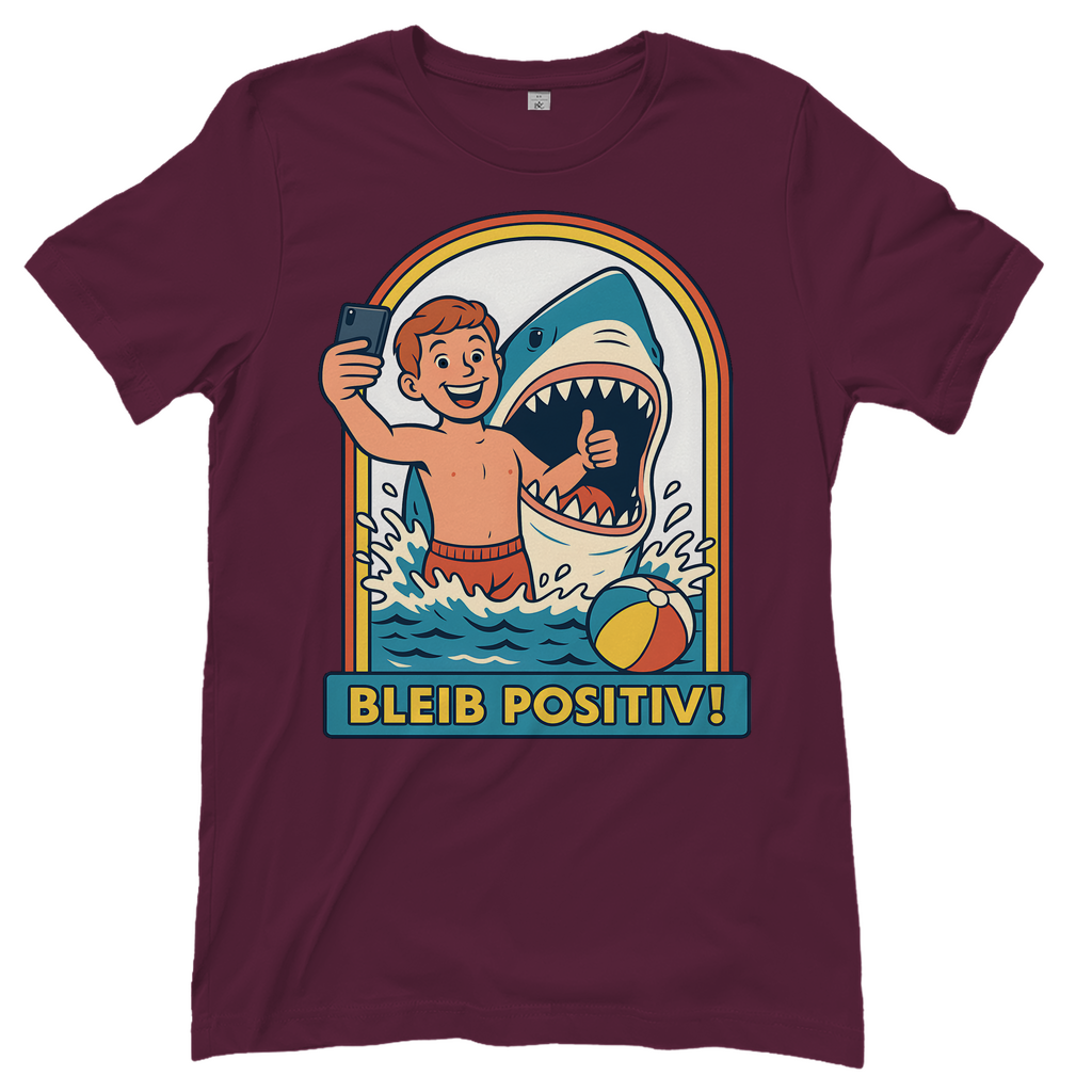 Bleib Positiv Hai Selfie Retro - Damen T-Shirt Burgundy