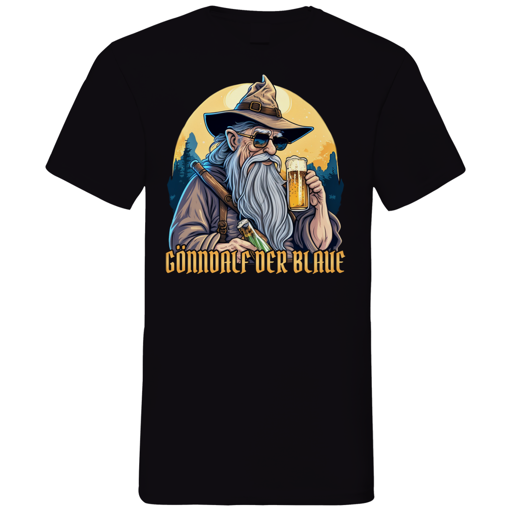 Gönndalf der Blaue Gandalf Toon - Beidseitiger Druck - Herren V-Neck Shirt