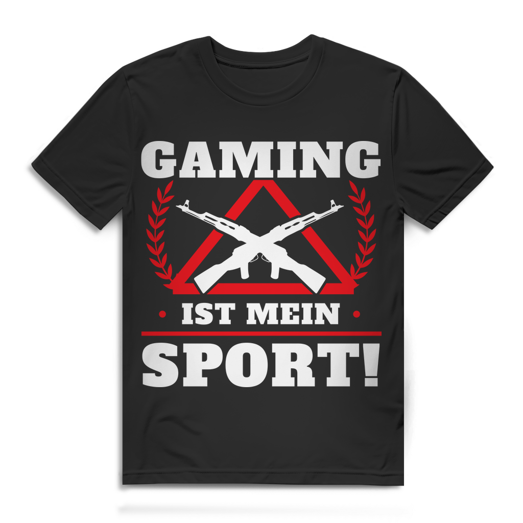 Gamer Herren T-Shirt Gaming ist mein Sport Bio Baumwolle Black