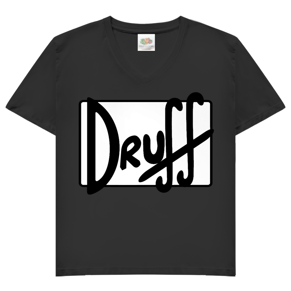 Damen V-Neck T-Shirt druﬀ – Bold Retro Logo Design im Cartoon-Style Black