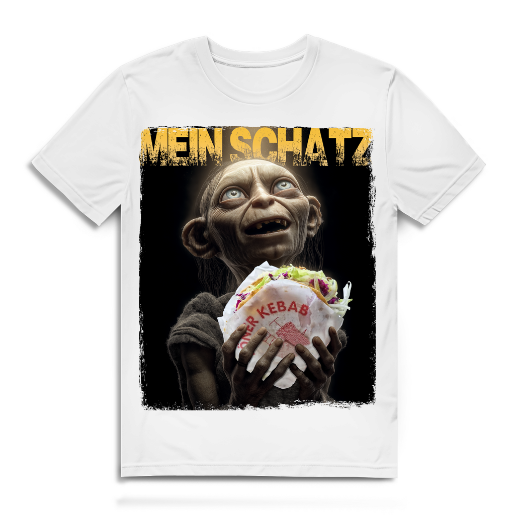 Gollum Döner Mein Schatz LOTR - Herren Premium Bio T-Shirt White