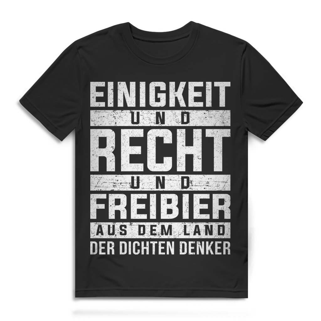 Einigkeit und Recht und Freibier – Herren Shirt mit Bier Spruch Nationalhymne Black