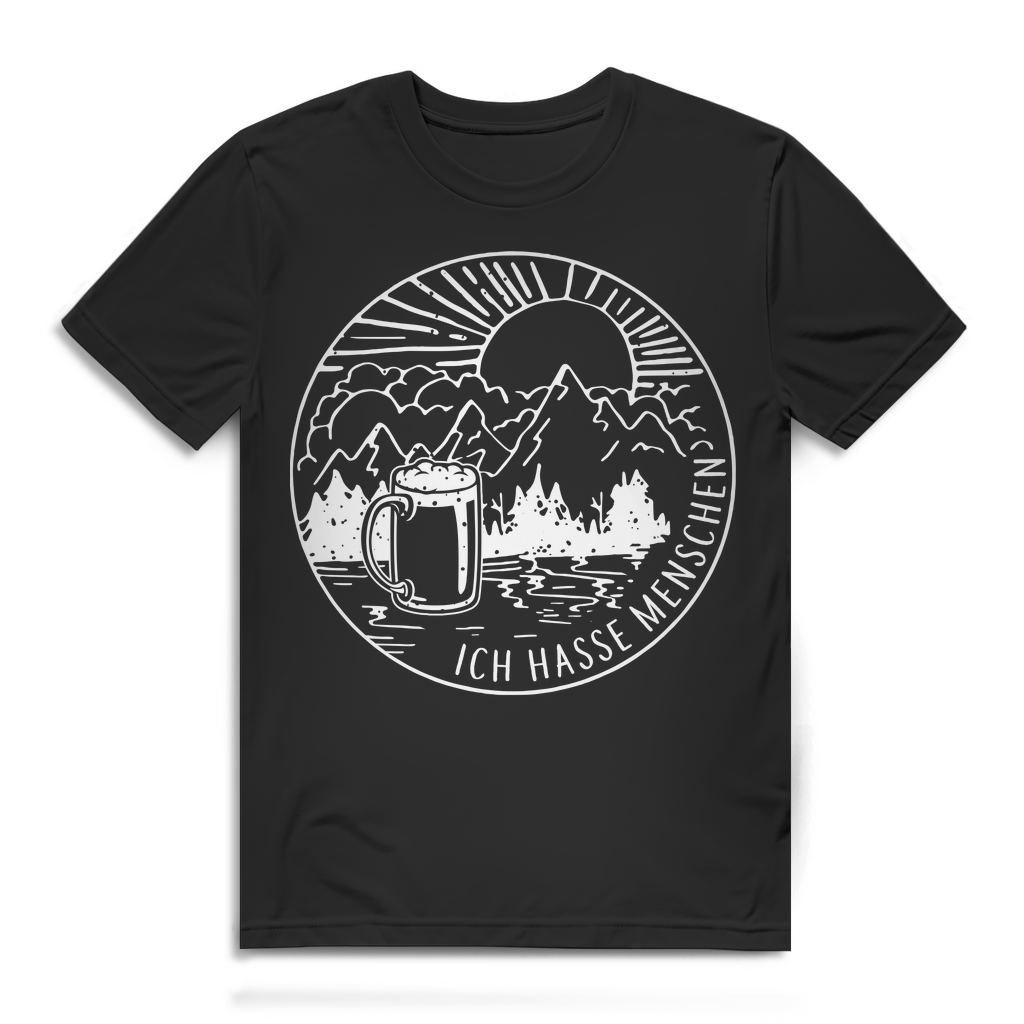 Ich hasse Menschen – Sarkastisches Herren T-Shirt mit Bier und Naturmotiv Black