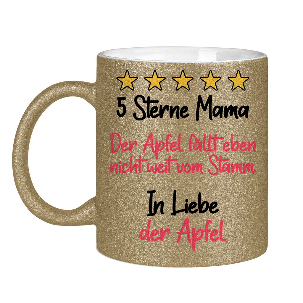5 Sterne Mama in liebe der Apfel - Glitzertasse Dark Gold Glitter One size