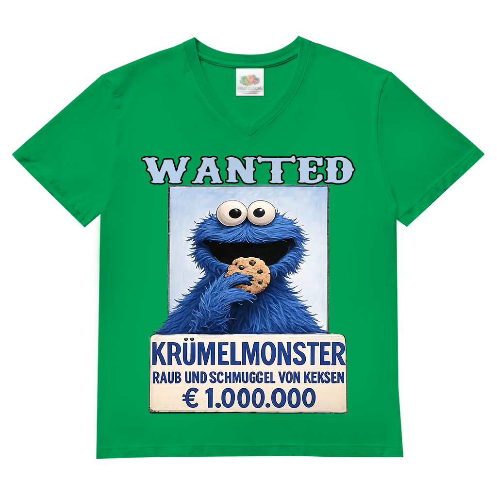 Wanted Krümelmonster Raub und Schmuggel von Keksen - Herren V-Neck T-Shirt Kelly Green