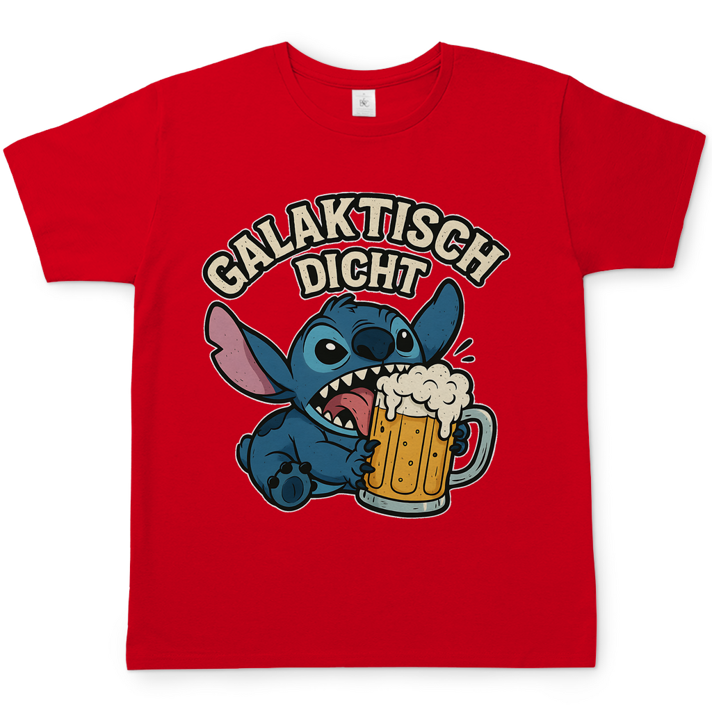 Stitch Galaktisch Dicht Bier Alien - Herren T-Shirt Red