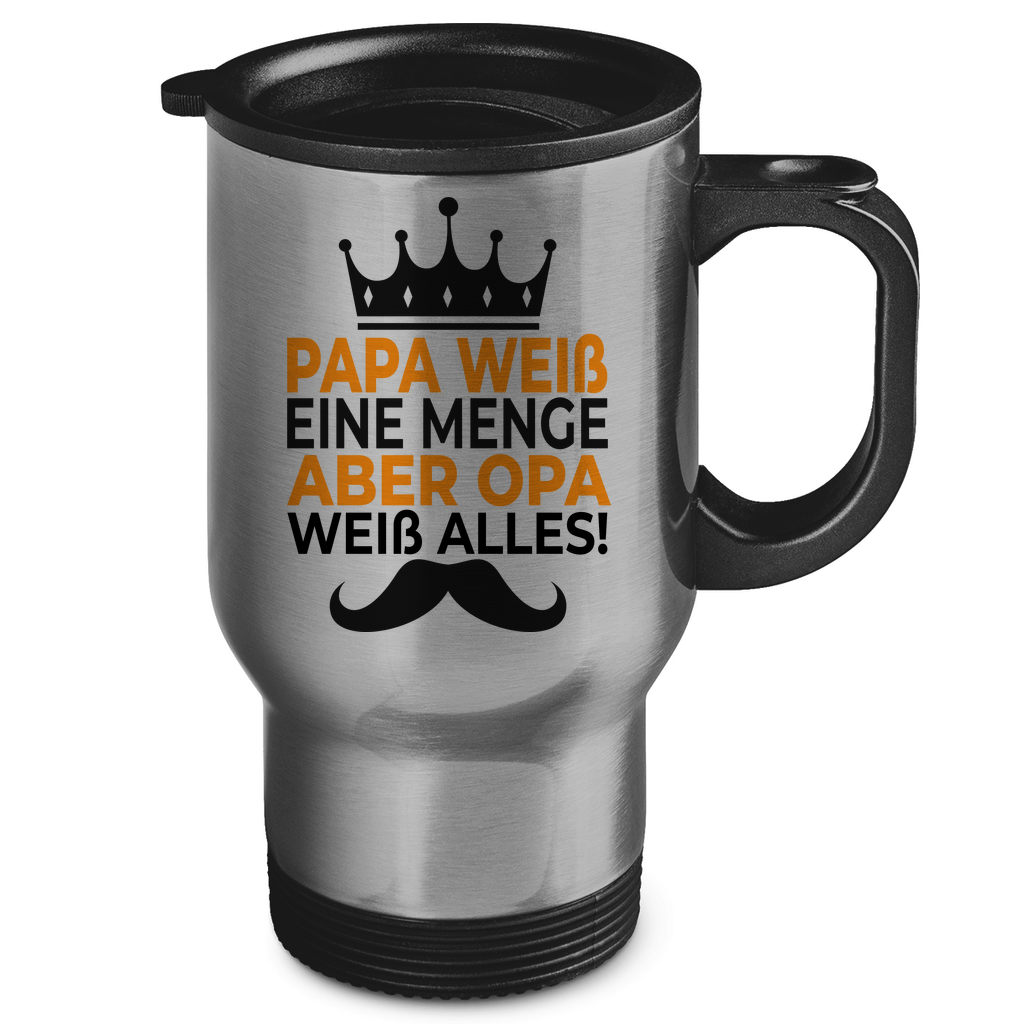 Papa weiß eine menge aber Opa weiß alles - Edelstahl-Thermobecher Silver One size
