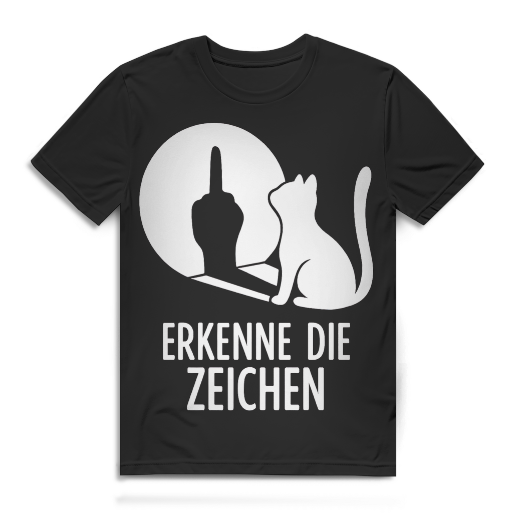 Herren Premium Bio T-Shirt Erkenne Die Zeichen Katze Katzenliebhaber Black