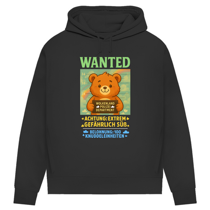 Damen Premium Bio Hoodie Wanted Glücksbärchi Wolkenland Extrem Gefährlich Süß Black Pure