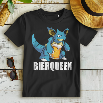 Bierqueen T-Shirt Damen – Lustiges Suffshirt mit Bier Spruch und Gaming Look