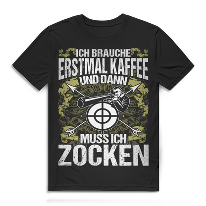 Ego Shooter Shirt Männer – Kaffee Zielvisier Zocken – Funshirt für FPS Fans